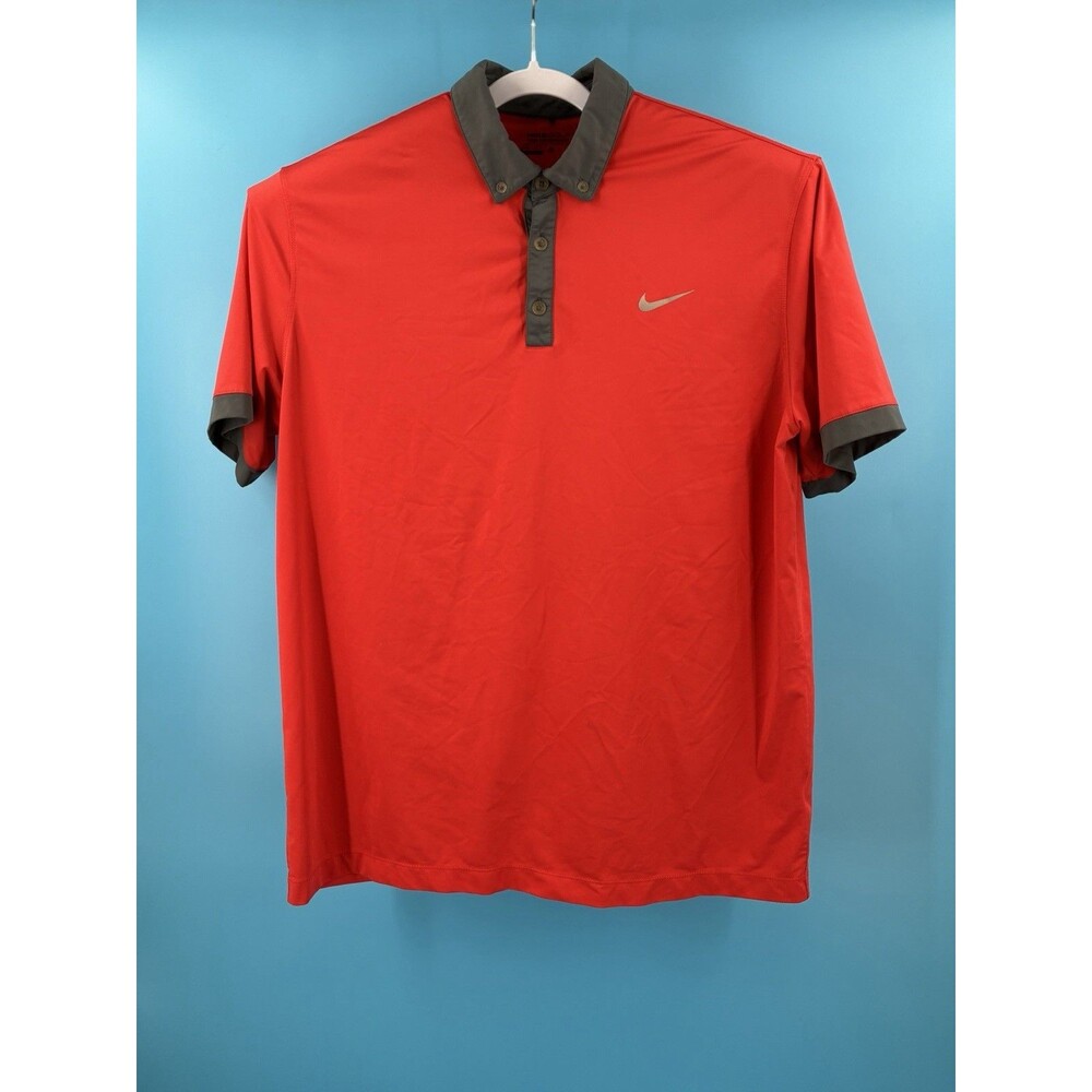 Nike Golf Tour Performance Polo Men’s XL Red Gray Dri-FIT Short Sleeve